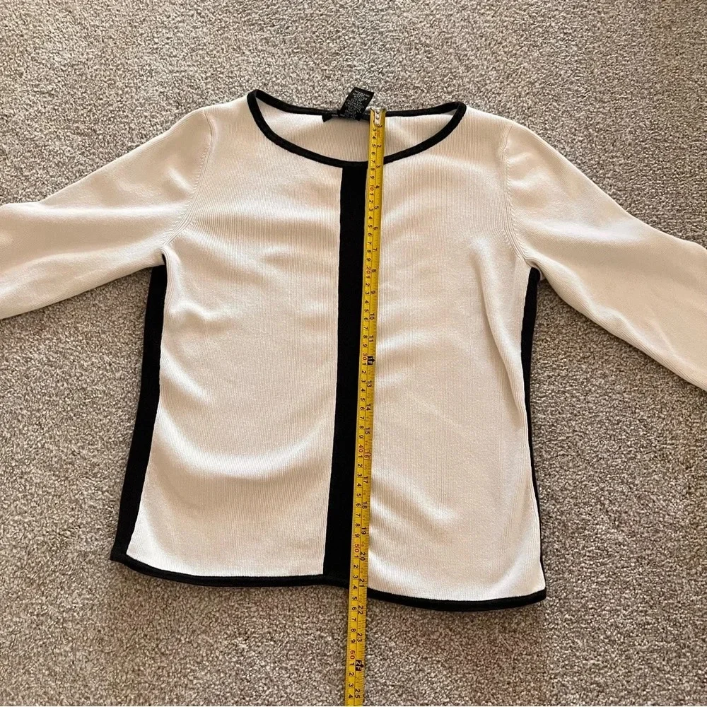 Geoffrey Beene Sport 3/4 Sleeve Black and White V-Neck Sweater 100% Cotton - Picture 10 of 10